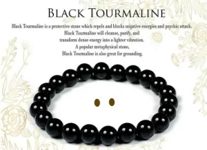 Black Tourmaline Sulemani Hakkik Bracelet Positive Energy Gemstone (24 Beads)