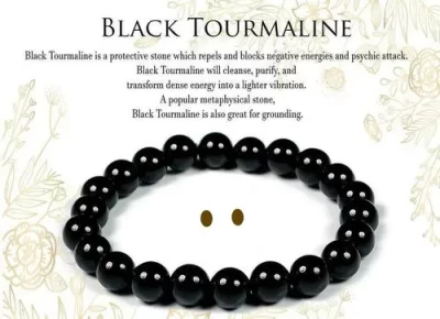 Black Tourmaline Sulemani Hakkik Bracelet Positive Energy Gemstone (24 Beads)